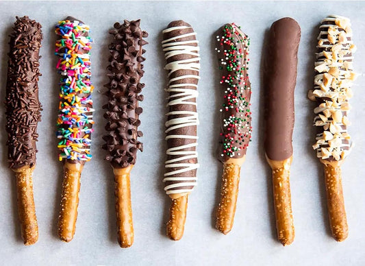 Chocolate-covered pretzel sticks